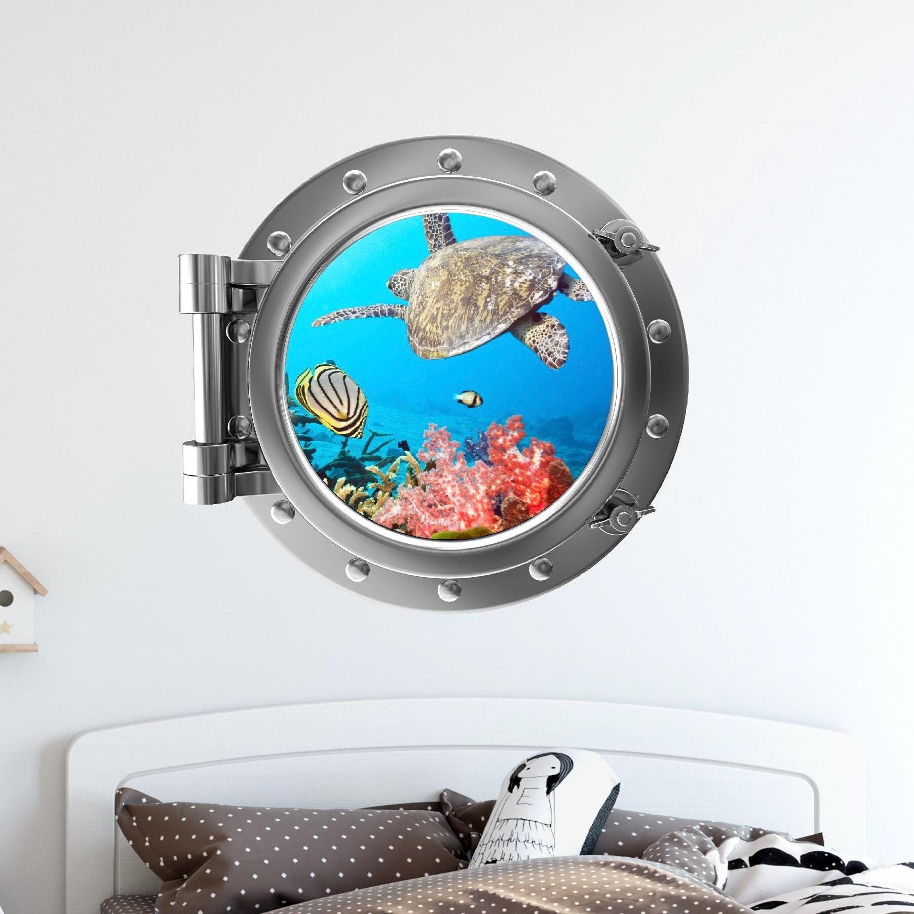 Port Life Sticker Port Scape Tropical Reef Life #1 Porthole Wall Decal Sticker Ocean Sea ...