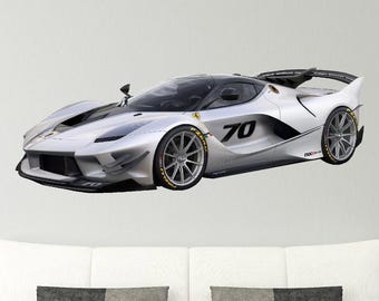 Sticker mural Ferrari FXXK Evo voiture de sport P Zero Racing garçons chambre d'enfants homme des cavernes décoration de salle de jeux art mural en vinyle auto-adhésif