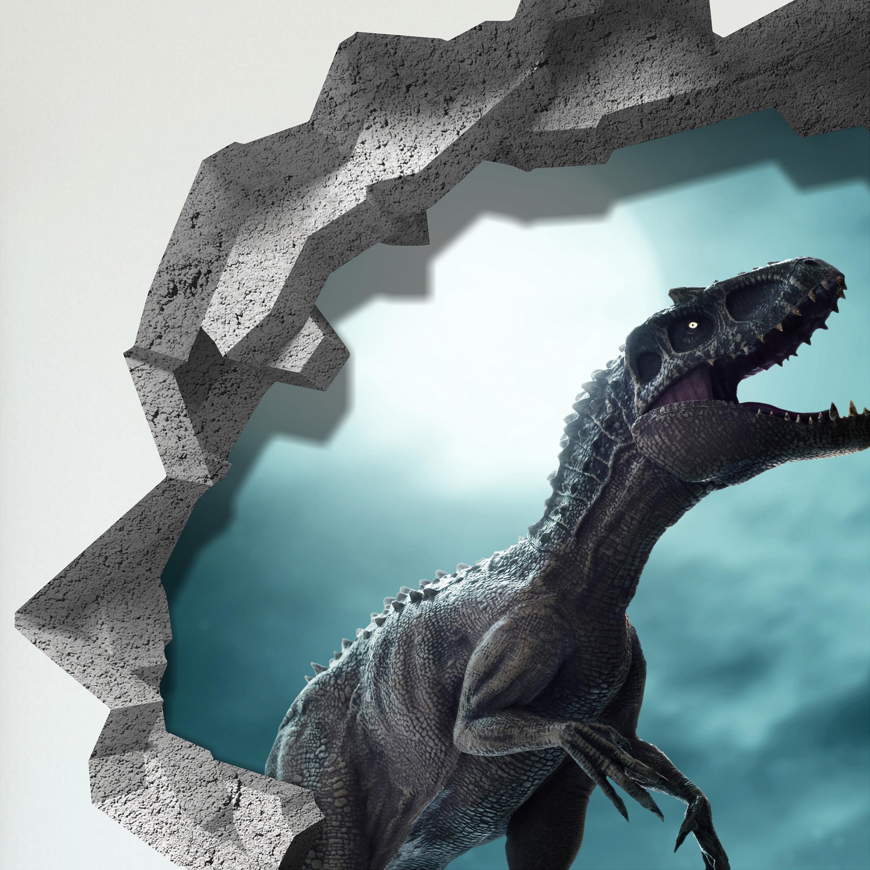 Indoraptor Sticker 3D Hole in the Wall Decal - Indoraptor Jurassic Dinosaur at Night - 3D ...
