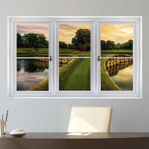 Hole 17 at TPC Sawgrass 3D Window Wall Decal Removable Fabric Vinyl Sticker Golf Island PGA Tour Open Closed Window Scape