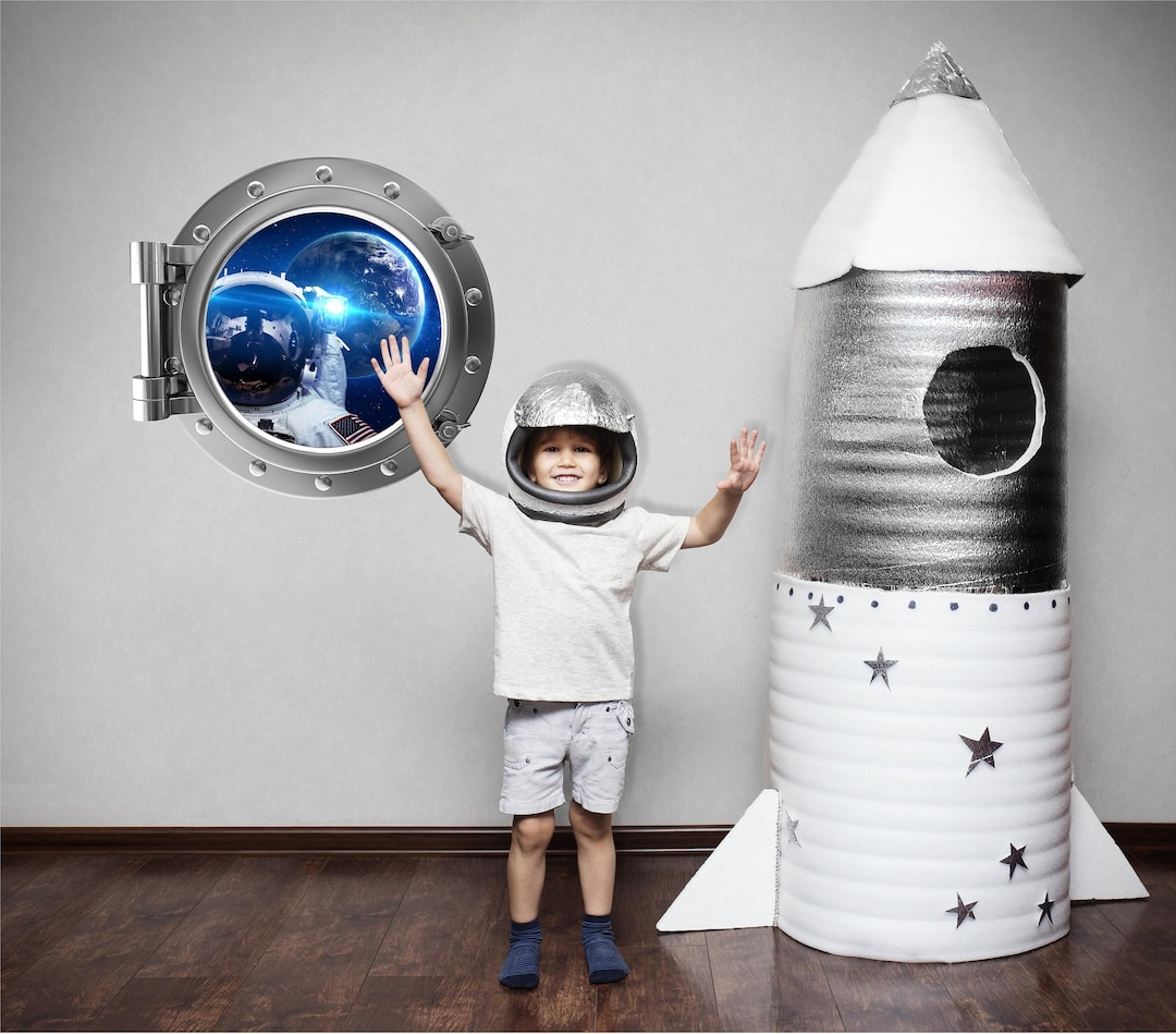 Port Scape Astronaut Selfie #2 Porthole 3D Space Window Wall Decal ...