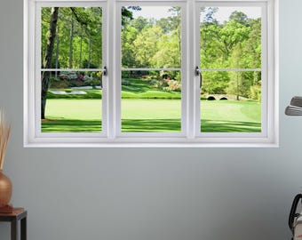 Window Scape 12th Hole at Augusta Wall Decal Instant 3D Window Graphic Amen Corner Sticker Mural Home Kids Game Room Office Decor
