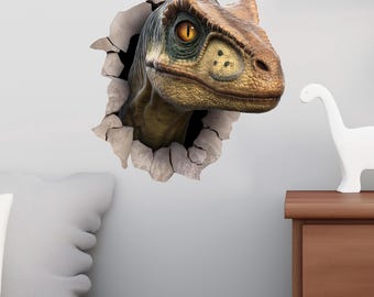 Supzone Dinosaur Wall Stickers - 3D Tyrannosaurus Rex Breaking Through Wall, Removable Decals For Kids Room Decor - View #7
