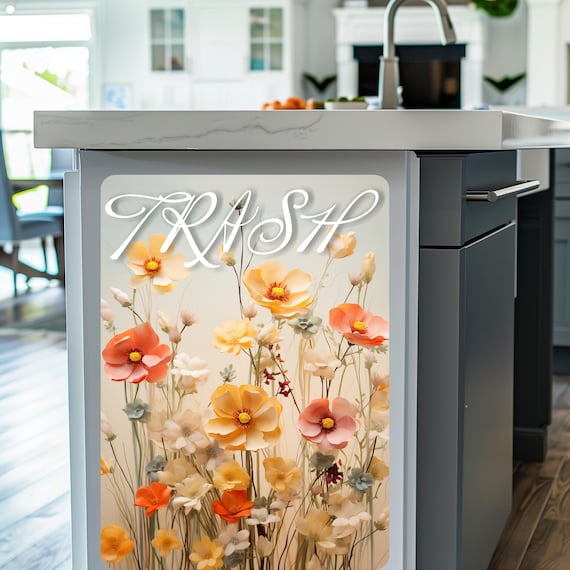 Trash Can Wall Guard Wildflower Removable Decal Sticker Splash