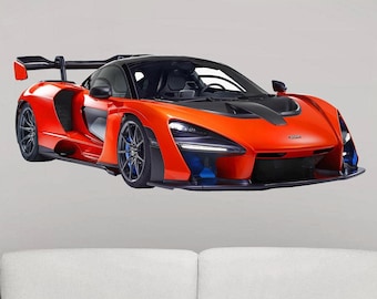 Sticker mural McLaren Senna Hyper Car, Sticker mural amovible en vinyle, Voiture de course super rapide, Chambre de garçon, Art mural homme des cavernes