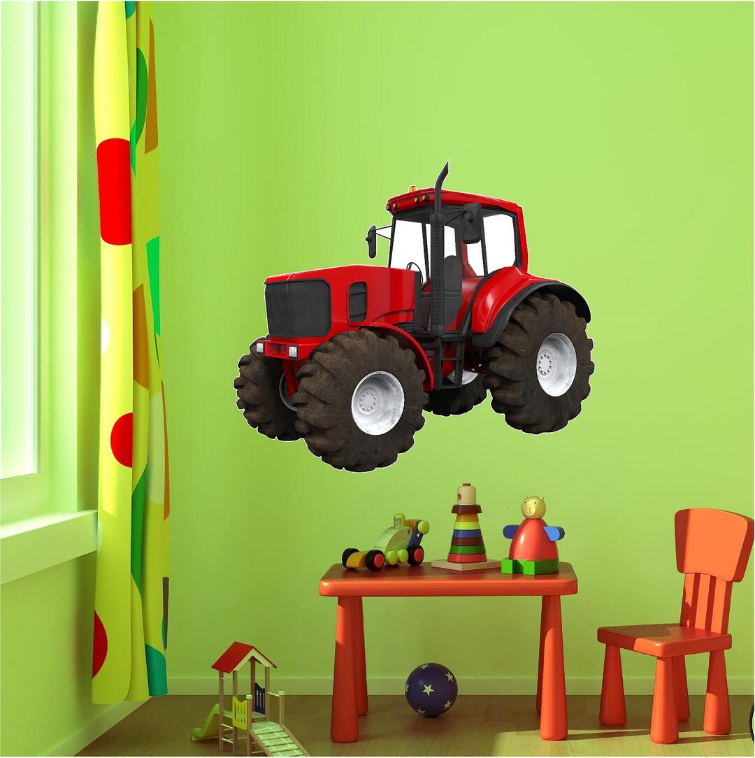 Tractor Wall Decal Red Tractor Wall Decal John Deere Etsy
