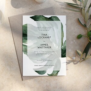 Monstera Wedding Invitation Template, Monstera deliciosa Wedding Invites, Swiss Cheese Plant Invitation, Minimal, Elegant, Templett