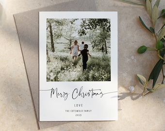 Editable Minimalist Christmas Photo Card Template (Digital Download)