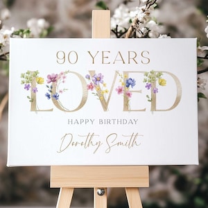 90 Years Loved, 90th Birthday Party Welcome Sign, 90th Birthday Party Decorations