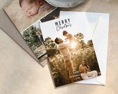 Editable Photo Christmas Card Template, Minimalist Holiday Card (Digital Download)