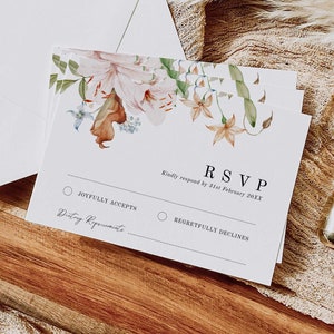 Bloemen RSVP voor verjaardag bewerkbare sjabloon, 90e RSVP uitnodiging, afdrukbare bloemen RSVP, antwoordkaart, bloemen reactiekaart, direct downloaden