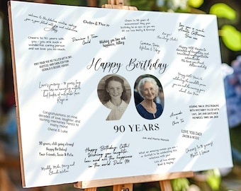 90th Birthday Party Guest Book, 90th Birthday Signature Board Printable, 90th Guest Book, 90th Autograph Poster