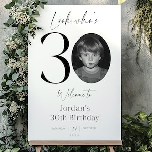 30. Geburtstag Willkommen Schild Vorlage: Foto Banner Dekoration (Digitaler Download)