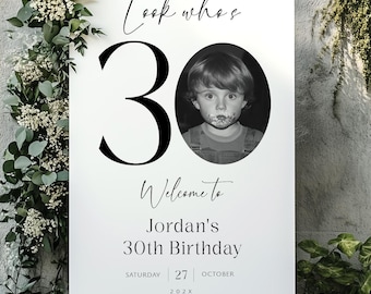 30th Birthday Welcome Sign Template: Photo Banner Decor (Digital Download)