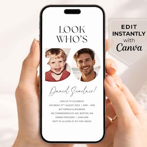 Photo 30th Birthday Invitation, Men's Milestone Party Invite (Digital Download)