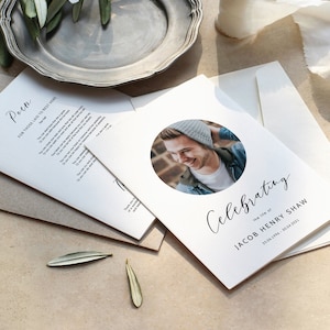 Simple Funeral Program Template Modern Funeral Program Template Editable Funeral Program Celebration of Life Young Funeral Program Template
