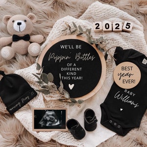 Faire-part de grossesse nouvel an, modèle modifiable neutre en matière de genre pour faire-part de grossesse, annonce de bébé 2025 Instagram