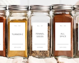 EDITABLE Spice Jar Labels Template, Modern Minimalist Spice Jar Label, Spice Jar Label, DIY Spice Label, Editable Pantry Jar Template,