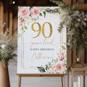 90 Years Loved Sign, 90th Birthday Welcome Sign, 90 Years Blessed, 90th Birthday Decorations