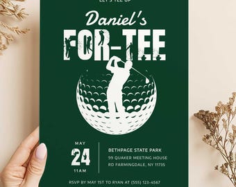 Invitación para fiesta de golf de 40 años, Let's Par-Tee, invitación de golf editable, invitaciones para fiesta de golf Fore-Tee, cumpleaños para él
