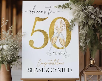 Letrero de bienvenida del 50.º aniversario: Decoración de bodas de oro (descarga digital)