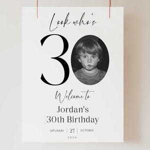 30th Birthday Willkommensschild: Fotovorlage (Digitaler Download)