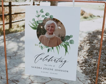 Eucalyptus Funeral Sign Template, Celebration of Life (Digital Download)