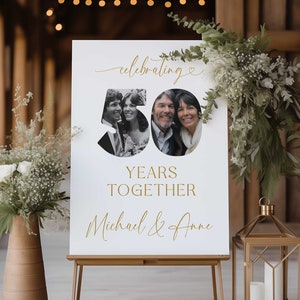 Panneau de bienvenue du 50e anniversaire de mariage, panneau de signature du 50e anniversaire à imprimer, livre d'or d'anniversaire, affiche d'autographes