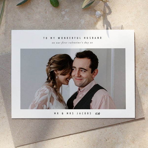EDITABLE Husband Valentines Card, First Valentines day as my Husband, First Valentines day as Mr & Mrs, Personalized Photo Card Template