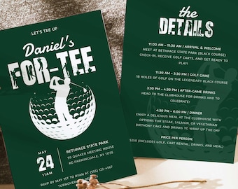 Invitación para 40 cumpleaños de golf, fiesta de golf, plantilla de invitación editable para fiesta de 40 cumpleaños de golf, descarga instantánea