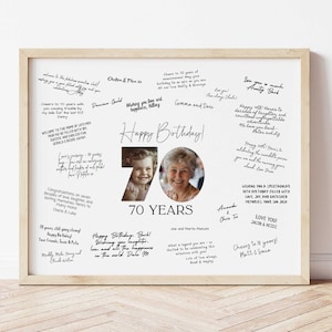 70th Birthday Sign In Book, 70th Birthday Signature Board Printable, Minimal 70th Welcome Sign, Guest Book, Autograph Poster