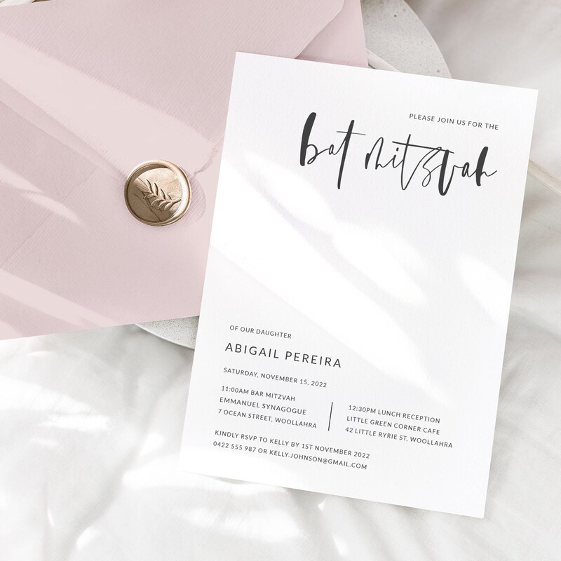 Bat Mitzvah Invitation Etsy