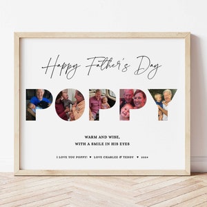 Impresión del Día del Padre, Impresión fotográfica editable de POPPY, Collage de abuelo, Regalo del Día del Padre, Descarga instantánea, Collage para papá