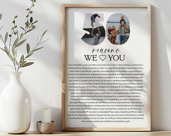 50 Reasons We Love You Poster With Pictures Template, Printable 50th Birthday Gift for Him or Her Editable, Personalized 50th Birthday Decor