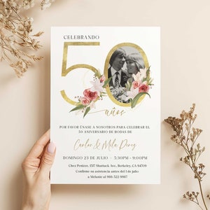50th Wedding Anniversary Invitations Spanish, Aniversario De Bodas, Digital 50th Anniversary Invitation, Wedding Anniversary Photo