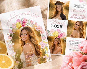 Freshly Graduated Invitation: Canva Template (Digital Download)