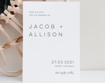 DIY Minimalist Save the Date Template, Modern Simple Wedding Date, 100% Editable, Templett, Digital, Instant Download