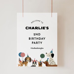Editable Dog Birthday Welcome Sign, Puppy Pawty Welcome Sign, Dog Theme Birthday Poster, Pawty Birthday, Printable, Instant Download, Dogs