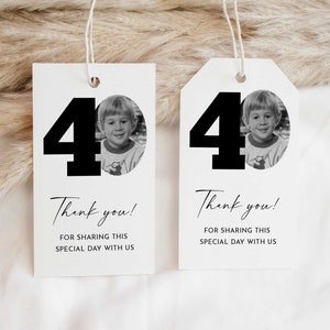 40th Thank You Tags, 40th Birthday Favor Tags, Look Who's 40, Simple 40th Favour Tags, Editable Thank You Tags, Printable Favor Tags