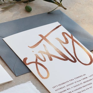 Rose Gold 60th Invitation for Women, Elegant 60th Invitation, Rose Gold Invitations, Rose Gold 60th Invitations Female