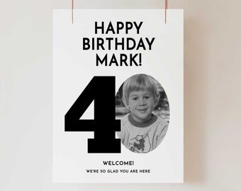 40th Birthday Welcome Sign, Look Who's 40, 40th Birthday Photo, Simple 40th Birthday Poster, Male 40th Welcome Sign, 40th Photo Poster