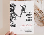 Cocktails and Costumes Invitation, Adult Halloween Party Invitation, Sips About to Go Down, Digital Download, Instant Download Template