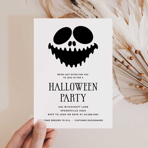 Invito alla festa di Halloween per adulti, modello stampabile di invito di Halloween, invito di Halloween minimalista modificabile, download istantaneo di Halloween