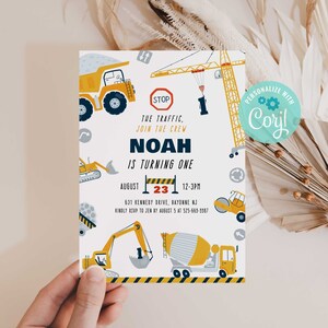 Construction Trucks Birthday Invitation, Construction Site 1st Birthday Invitation, Dump Truck Birthday Invitation, INSTANT DOWNLOAD