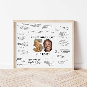 50th Birthday Signature Board Printable, Minimal 50th Birthday Photo Sign, 50th Welcome Sign, Guest Book, Autograph Poster