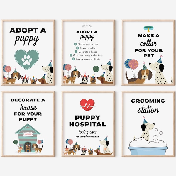 Puppy Party Games, Adopt a Puppy Party, Dog Adoption Birthday Party, Dog Lover Birthday, Instant Download, Not Editable, Puppy Pawty Signs