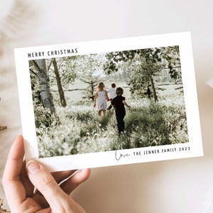 EDITABLE Merry Christmas Photo Card, Minimal Christmas Cards Template with Photo