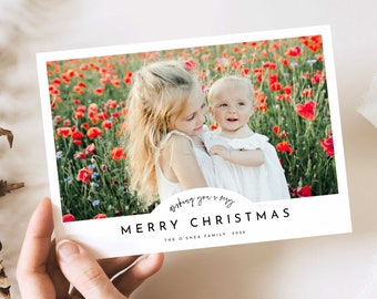 Editable Photo Christmas Card Template, Minimalist Arch Design (Digital Download)