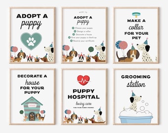 Puppy Party Games, Adopt a Puppy Party, Dog Adoption Birthday Party, Dog Lover Birthday, Instant Download, Not Editable, Puppy Pawty Signs