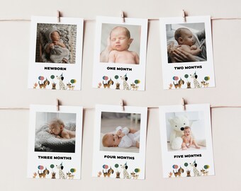Puppy First Year Birthday Photo Banner, Dog Birthday 1st Birthday Photo Banner, Puppy Monthly Milestone Photo Cards, Dog Theme Photo Cards